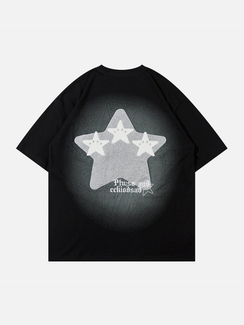 Blanche  T Shirts Aelfric Eden Towel Embroidery Star Print Tee - OIA-1086884